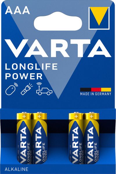 Varta Longlife Power Alkaline 4903 LR3 AAA - 1,5 Volt Batterie - 4er Blister