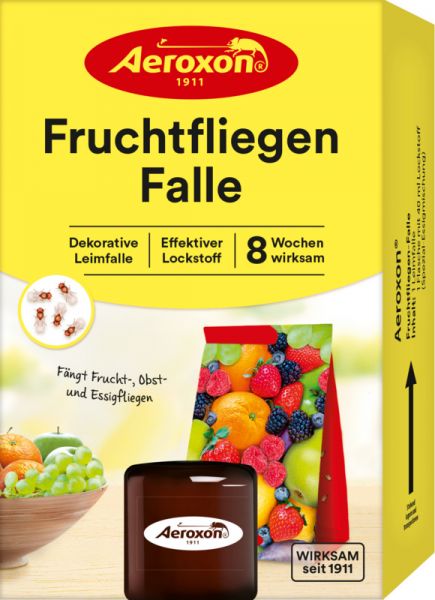 Aeroxon Fruchtfliegen Falle, dekorative Leimfalle +40ml Lockstoff